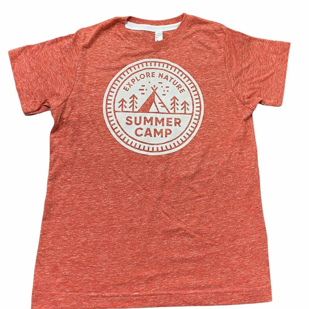 LAT Youth Summer Camp Tee Red Melange Short Sleeve Graphic Shirt Medium